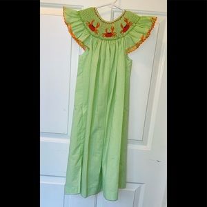 Mom & Me smocked crab bishop dress